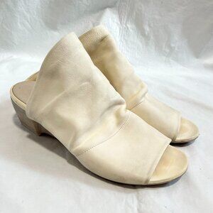 Marsell high heel sandals cream white leather IT 38 US 8 wedge heeled slip on